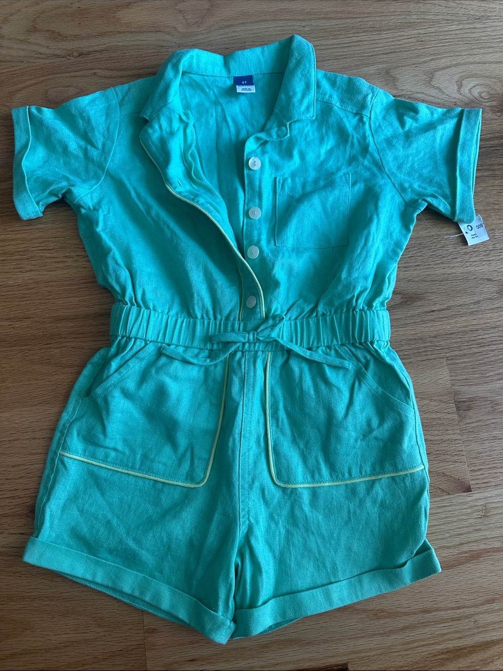 Old Navy Turquoise Short Sleeve Romper with Contrast Piping